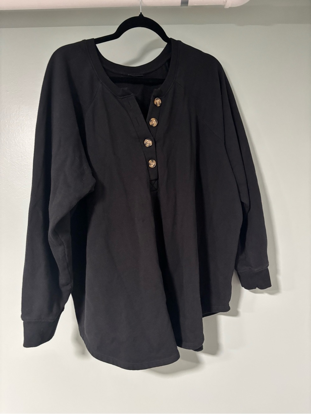 torrid Black V-Neck Sweater with Button Placket